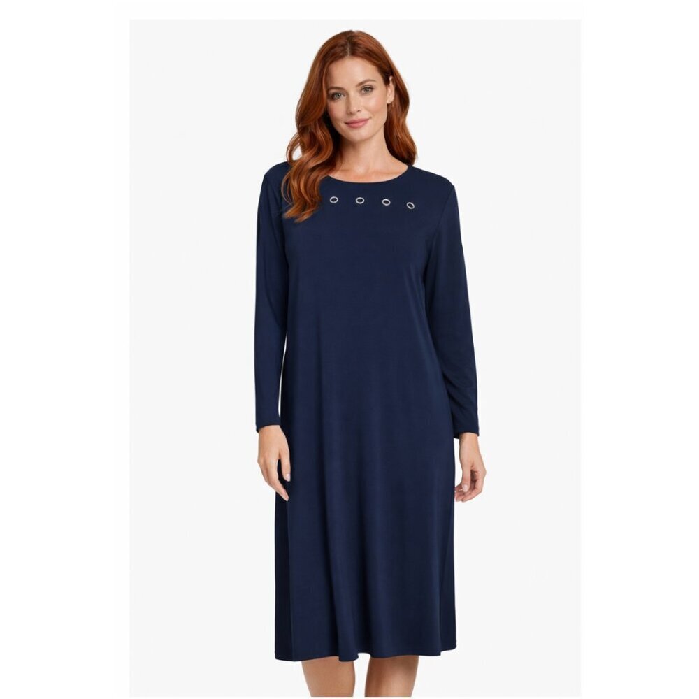 NWT SYMPLI Halo Navy Blue with Eyelet accents - Long Sleeve Dress - 10